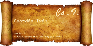 Csordás Iván névjegykártya