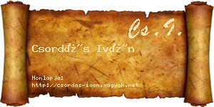Csordás Iván névjegykártya